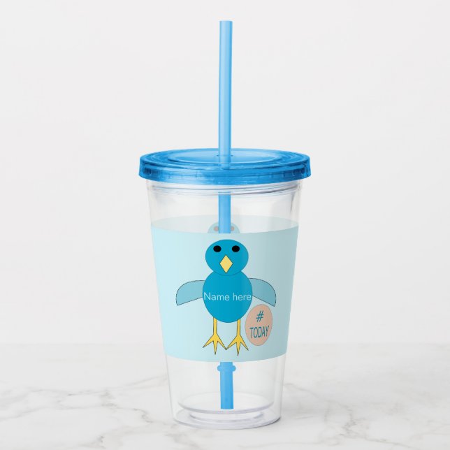 Vaso Acrílico Personalizado Blue Birthday Boy Chick (Anverso)