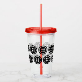 Vaso Acrílico Personalizado botón negro de 16 oz, transparente