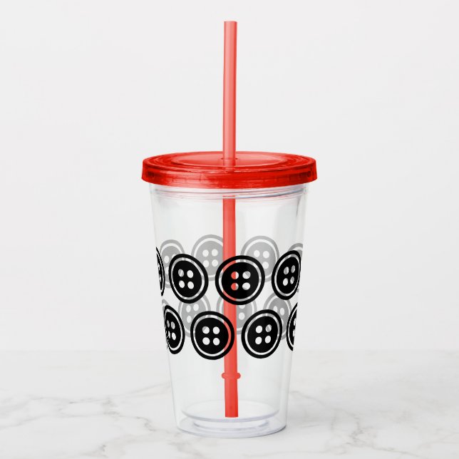 Vaso Acrílico Personalizado botón negro de 16 oz, transparente (Anverso)