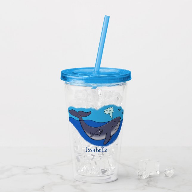Vaso Acrílico Personalizado caprichoso de ballenas y terneros (Reverso (hielo))