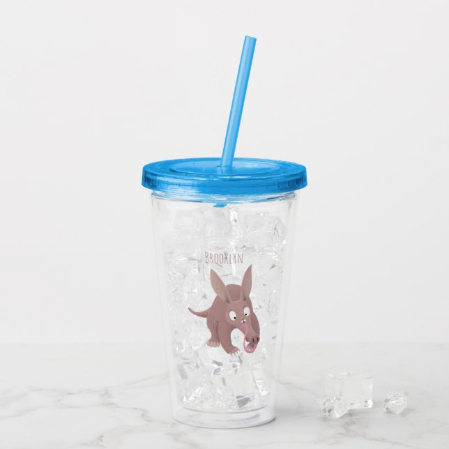 Vaso Acrílico Personalizado de aardvark gracioso (Reverso (hielo))