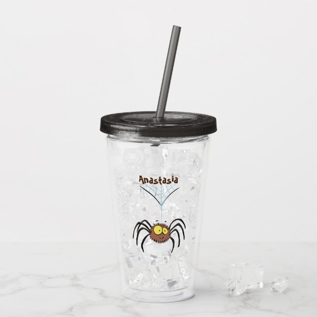 Vaso Acrílico Personalizado de araña suave y adorable (Reverso (hielo))