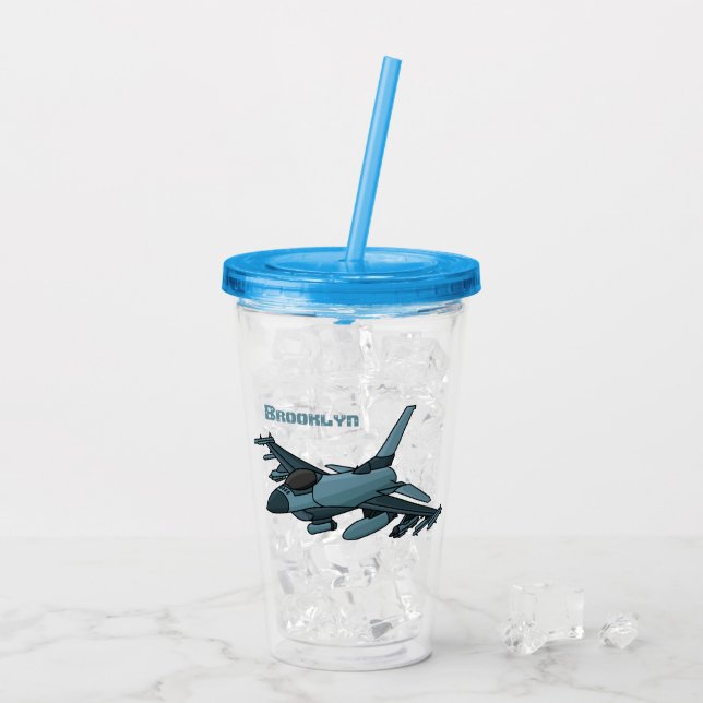Vaso Acrílico Personalizado de avión de combate militar (Reverso (hielo))