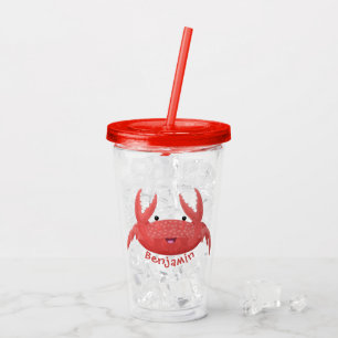 Vaso Acrílico Personalizado de cangrejo rojo lindo ilustracion