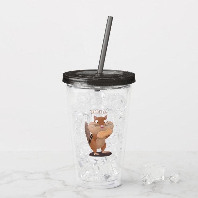 Vaso Acrílico Personalizado de chipmunk de grandes mejillas grac (Reverso (hielo))