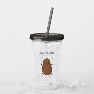 Vaso Acrílico Personalizado de cuerda de saltar de patata feliz