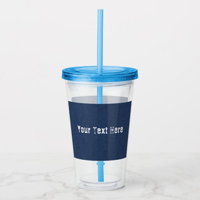 Vaso Acrílico Personalizado de denim azul texto Tumbler acrílico (Anverso)