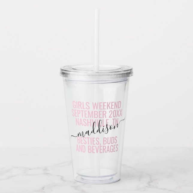 Vaso Acrílico Personalizado de fin de semana de Chicas personali (Anverso)