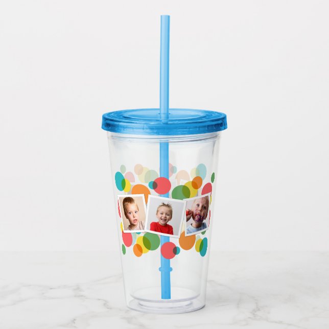 Vaso Acrílico Personalizado de fotos y puntos de polka (Anverso)