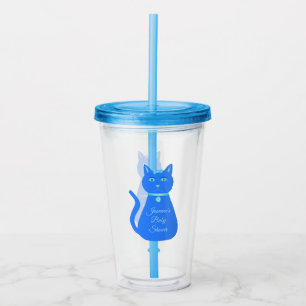 Vaso Acrílico Personalizado de gato de niño pequeño azul