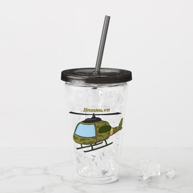 Vaso Acrílico Personalizado de helicópteros de camoflage del ejé (Reverso (hielo))