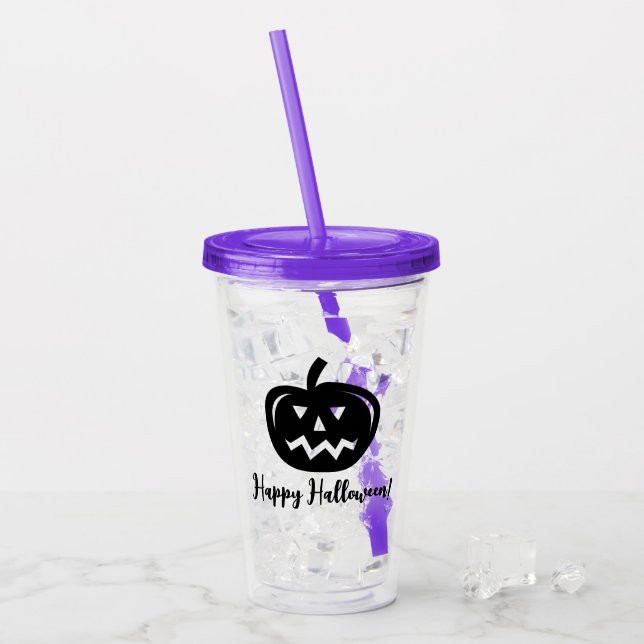Vaso Acrílico Personalizado de impresión de cabeza de calabaza d (Anverso (hielo))