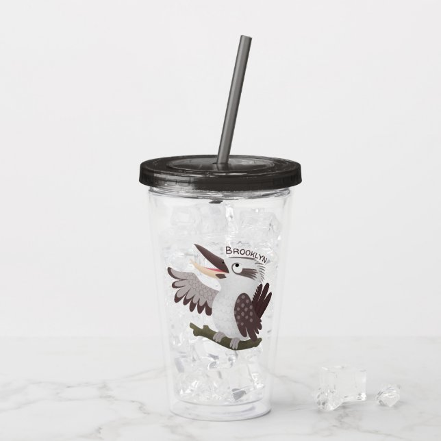 Vaso Acrílico Personalizado de kookaburra gracioso (Reverso (hielo))