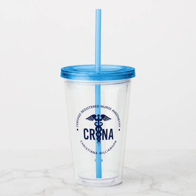 Vaso Acrílico Personalizado de la CRNA Certificado de enfermero  (Anverso)