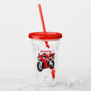 Vaso Acrílico Personalizado de motocicleta roja