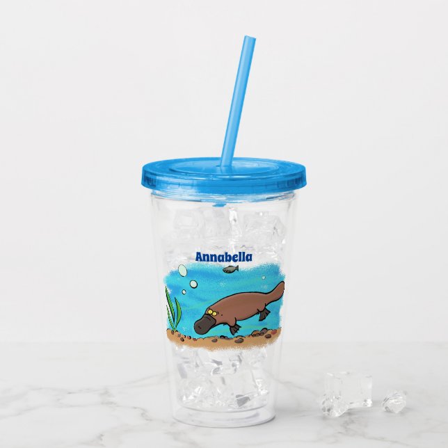 Vaso Acrílico Personalizado de natación de Platypus Cute (Reverso (hielo))
