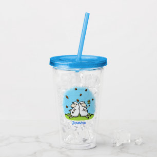 Vaso Acrílico Personalizado de ovejas y mariposas