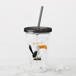 Vaso Acrílico Personalizado de pájaro safari de buey amarillo di