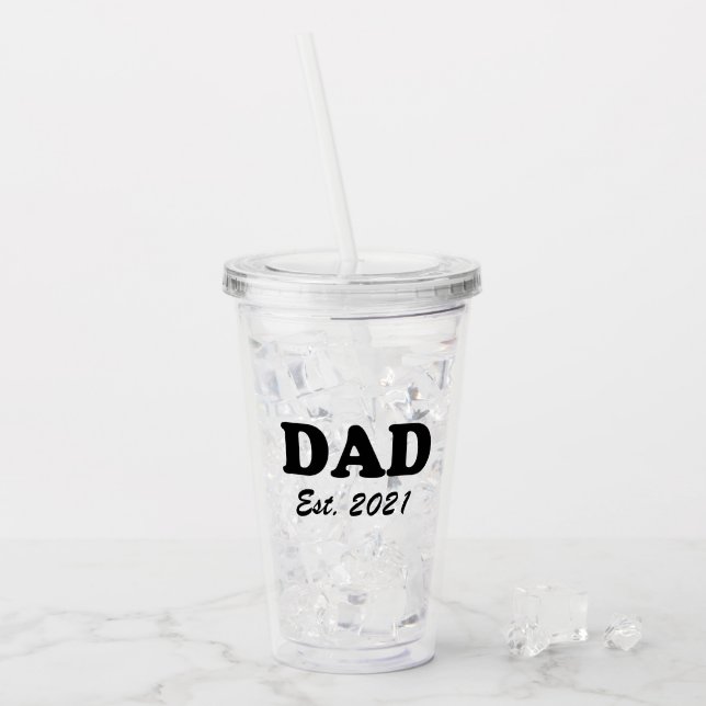 Vaso Acrílico Personalizado de papá Fecha de establecimiento de  (Anverso (hielo))