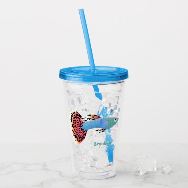 Vaso Acrílico Personalizado de peces tropicales adormilados (Anverso (hielo))