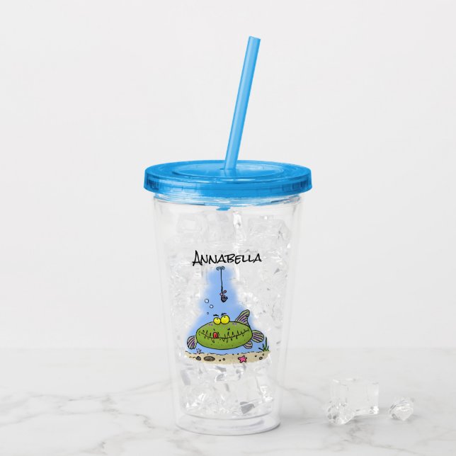 Vaso Acrílico Personalizado de pescadores de peces gordos y hamb (Reverso (hielo))