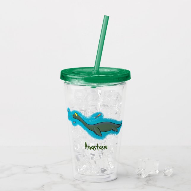 Vaso Acrílico Personalizado de plesiosaurios monstruo del mar (Reverso (hielo))