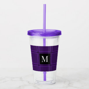 Vaso Acrílico Personalizado de rayas moradas reales oscuras simp
