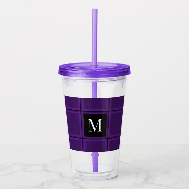 Vaso Acrílico Personalizado de rayas moradas reales oscuras simp (Anverso)