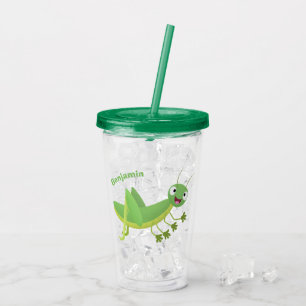 Vaso Acrílico Personalizado de saltamontes alegre verde