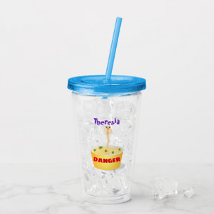 Vaso Acrílico Personalizado de serpientes de fideos de pelo hues