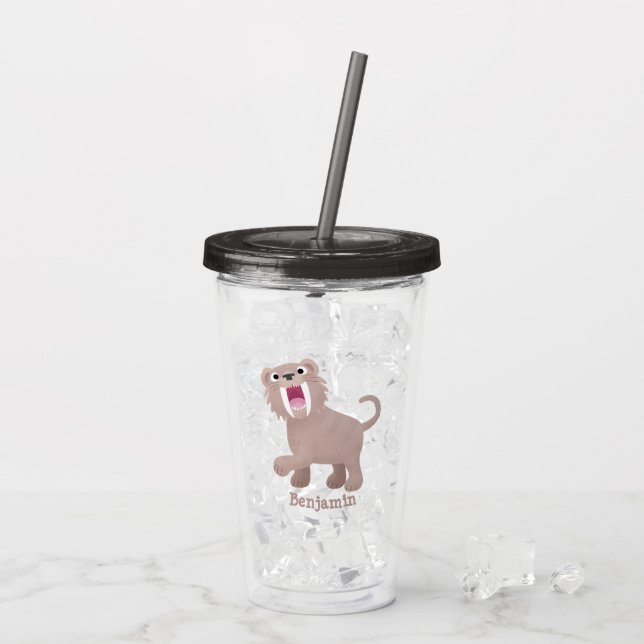 Vaso Acrílico Personalizado de Smilodon del tigre dientes de Cut (Reverso (hielo))