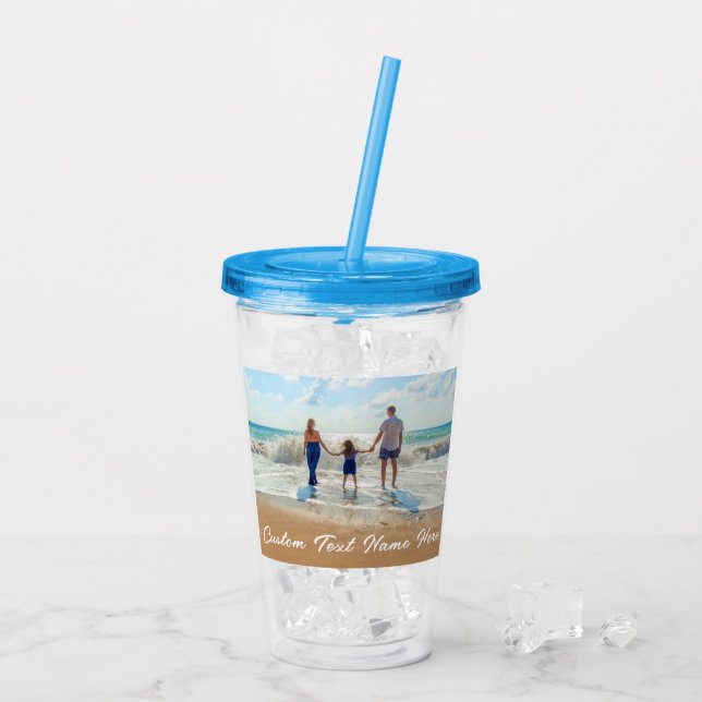 Vaso Acrílico Personalizado de su foto Tumbler acrílico con nomb (Reverso (hielo))