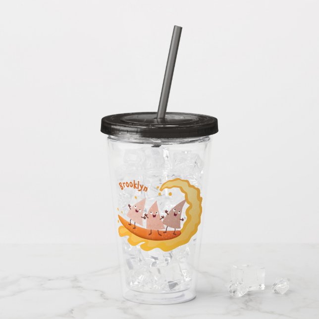 Vaso Acrílico Personalizado de surf con chips de maíz de nachos (Reverso (hielo))