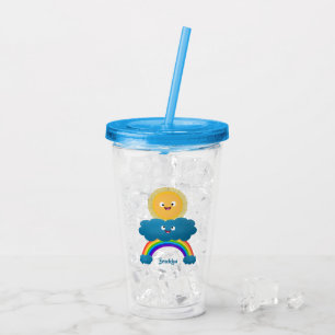 Vaso Acrílico Personalizado del arco iris de la nube de sol feli