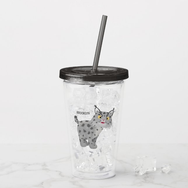Vaso Acrílico Personalizado del lince del bobcat medio (Reverso (hielo))