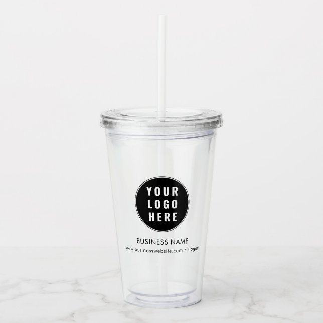 Vaso Acrílico Personalizado del logotipo comercial y del sitio w (Anverso)