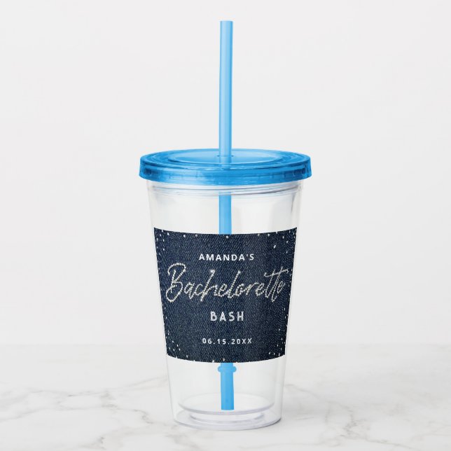 Vaso Acrílico Personalizado del partido Bachelorette de Denim Di (Anverso)