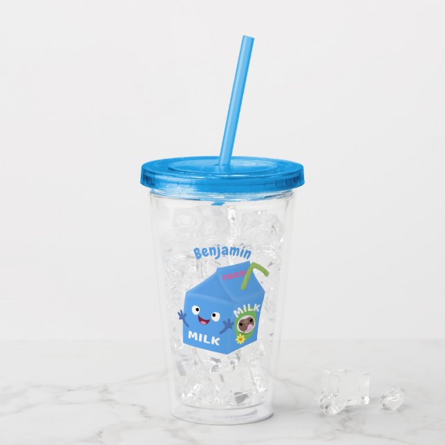 Vaso Acrílico Personalizado del personaje de la caja de leche fe (Reverso (hielo))