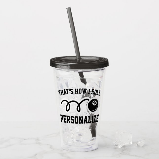 Vaso Acrílico Personalizado divertida piscina de billar vidrio a (Anverso (hielo))