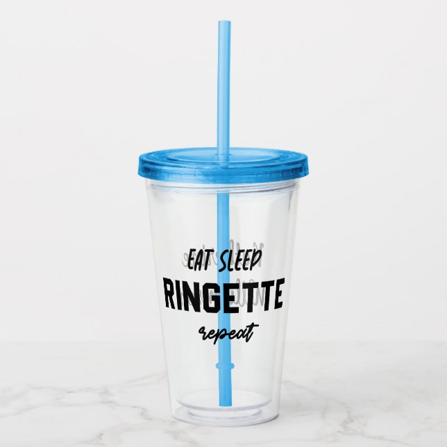 Vaso Acrílico Personalizado Eat Sleep Ringette Repeat Ringette P (Anverso)