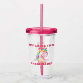 Vaso Acrílico Personalizado el Día Magno de Unicornio