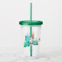 Vaso Acrílico Personalizado el loro de la coca tropical