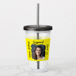 Vaso Acrílico Personalizado Foto 16ª plantilla de cumpleaños fel