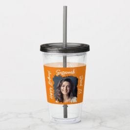 Vaso Acrílico Personalizado Foto 16ª plantilla de Naranja Feliz 