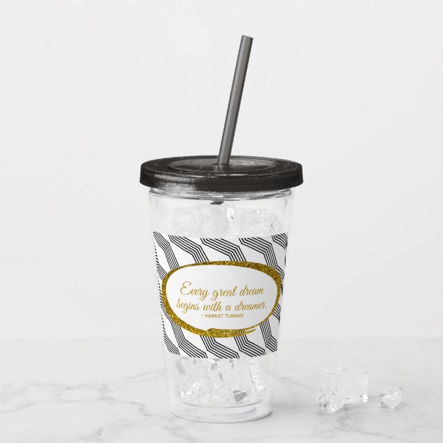 Vaso Acrílico Personalizado frontal inicial de la cita de Dreame (Reverso (hielo))