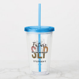 Vaso Acrílico Personalizado Futuro SLP Speech Pathólogo Leopard 