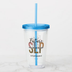 Vaso Acrílico Personalizado Futuro SLP Speech Pathólogo Leopard