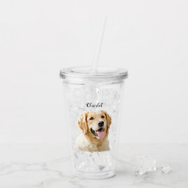 Vaso Acrílico Personalizado Golden Retriever Dog Personalizado D