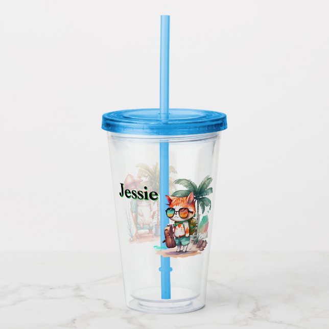 Vaso Acrílico Personalizado Kids Beachcomber Cat (Anverso)