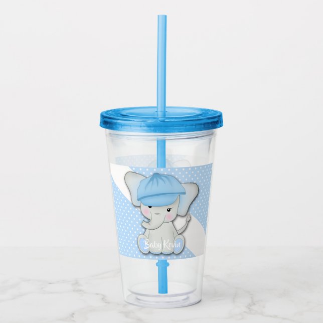 Vaso Acrílico Personalizado lindo elefante bebé elefante en una  (Anverso)